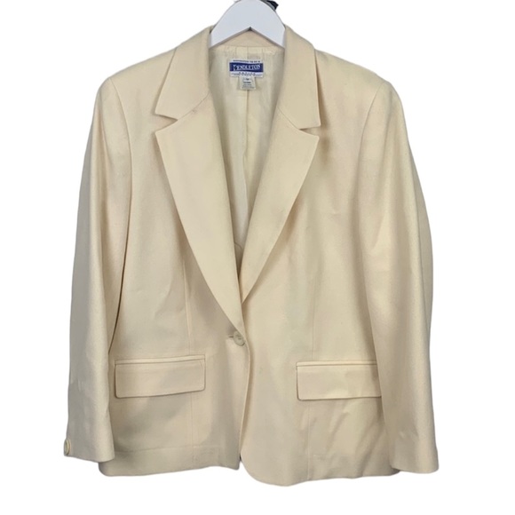 Pendleton Jackets & Blazers - Pendleton Virgin Wool Cream Lined Blazer Suit Jacket Vintage Size 12